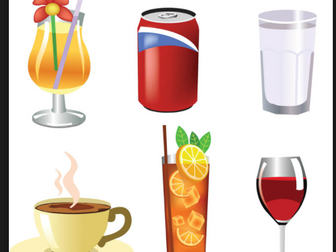 Worksheet with reading exercises about drinks in Mandarin
