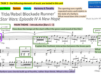 GCSE 9-1 Music Edexcel "Star Wars" - Score Analysis Part 2  - QUESTION
