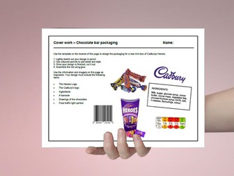 D&T cover work / cover lesson - Chocolate bar packaging design - 1hr activity