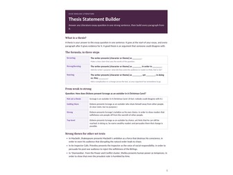 Thesis Statement Builder: GCSE English Literature
