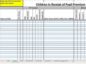 Pupil Premium Editable Excel Tracker
