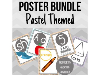 Poster Bundle Classroom Decor Phonics Numbers Shapes Colors