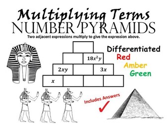 Multiplying Terms Number Pyramids