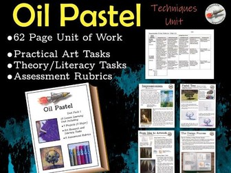 All About Oil Pastel - No Prep Lesson Pack - Sub Art Plans - Middle School