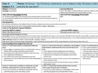 Year 6 RE Unit: Do Christmas traditions help Christians remember who Jesus was? based on Discovery