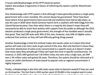 AQA A Level UK Politics Elections 9 markers