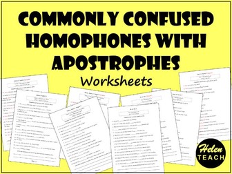 Commonly Confused Homophones With Apostrophes: Worksheets