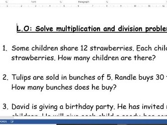 Multiplication and division word problems
