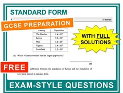 GCSE 9-1 Exam Question Practice (Standard Form)
