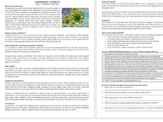 COVID-19 / Coronavirus Reading Comprehension text