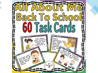 All About Me Back To School BTS ELA Task Cards Grade 3 4 5 6