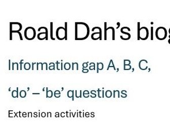 EAL/ESL Roald Dahl bio Infogap ABC