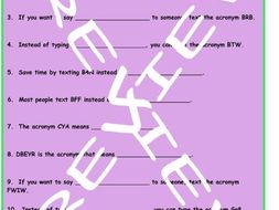 Cell Phones and Texting Acronyms 3 Worksheet Set