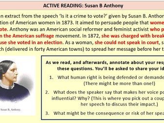 Unit 3 - Susan B Antony and Malala Yousafzai - Human Rights - WJEC English Lit Lang GCSE