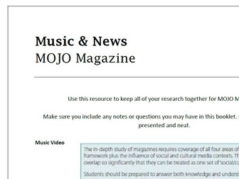 OCR J200/02 Media Studies 9-1 - Music Magazines Work Booklet