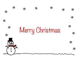 christmas card insert snowman design a5 2 up on a a4 page
