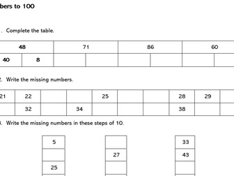 Numbers to 100 Assessment