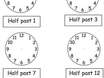 year 1 oclock and half past bundle 14 worksheets