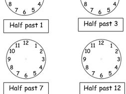 half past worksheets drawing hands on clocks 2