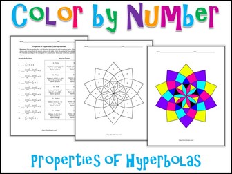 Properties of Hyperbolas Color by Number