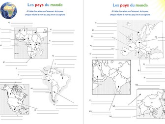 Geography in French - Countries of the world - Map + exercise