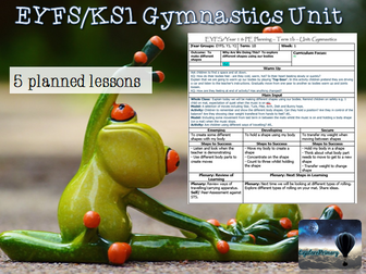 EYFS / Y1 Gymnastics Unit - 6 weeks