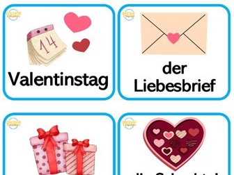 German Valentine's Day / Valentinstag Vocabulary Flash Cards