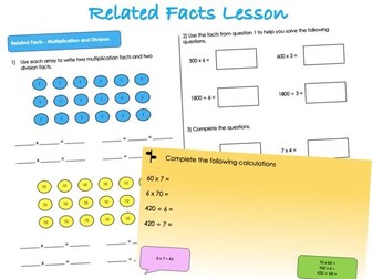 Year 4 Multiplication and Division (B) - Related Facts Lesson
