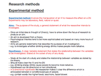 Psychology A level AQA - research methods