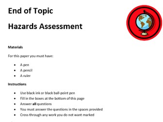 Natural Hazards End of Topic Assessment KS3