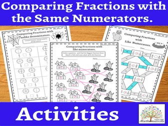 Comparing Fractions with the Same Numerators Game