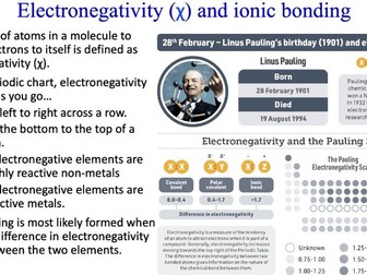 Ionic Bonding, Electronegativity and lattice enthalpy