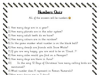 KS2 Number General Knowledge Quiz