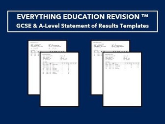 GCSE & A-Level Examination Statement of Results Templates (Printable for Mock Exam Administration)