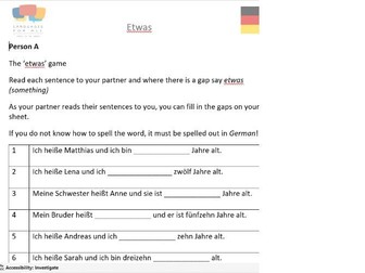 Names and ages Etwas game