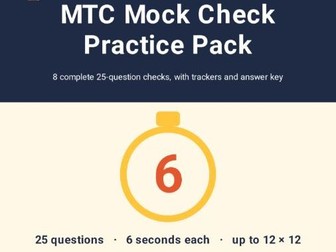 Year 4 MTC Mock Check Practice Tests | 8 Multiplication Tables Check Papers | 25 Questions |