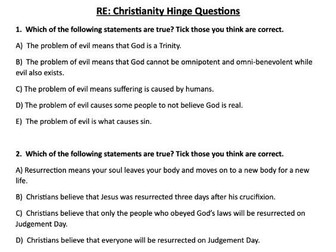 Christianity multiple choice questions