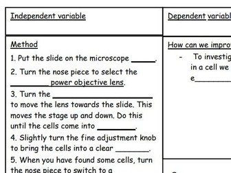 Required practical organiser - Microscopy