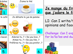 ks3 year 7 8 9 french food drink opinions la nourriture