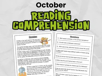 October Reading Comprehension for KS2 | Guided Reading Task