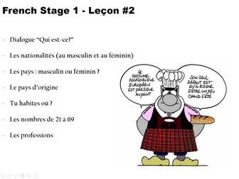 French as a foreign language 02, beginners/elementary: nationalities, countries, numbers, jobs