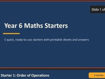 Year 6 Maths Starters | 5 Ready-to-Use Starters with PowerPoint, Printable Sheets and Answers