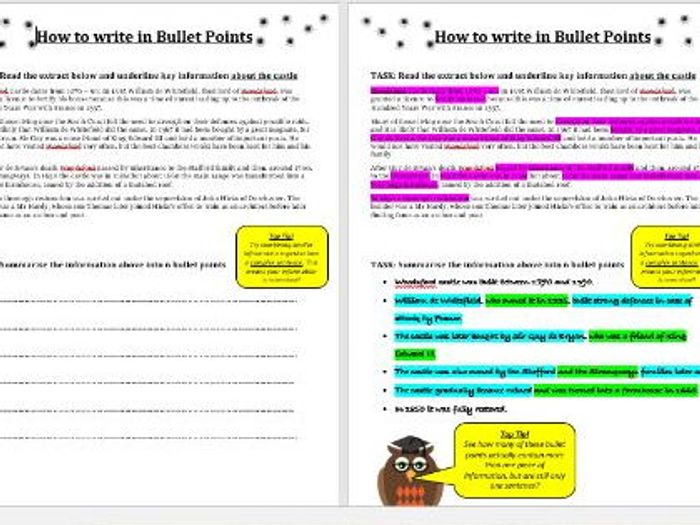 How To Write In Bullet Points | Teaching Resources