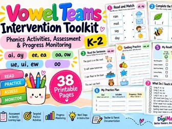 Vowel Teams Intervention Toolkit | Phonics Worksheets & Assessment | K–2