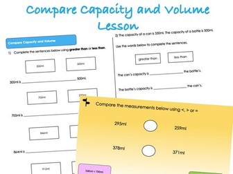 Year 3 Mass and Capacity - Compare Capacity and Volume Lesson