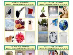 Phonics Consonant Blends bl-cl-fl-gl-pl Photo Tic-Tac-Toe-Bingo Game
