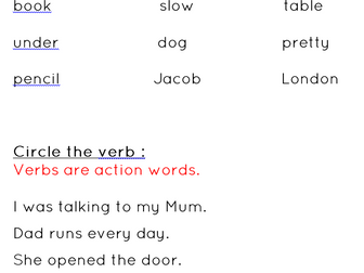 Noun, Verb, Adjective + Adverb Worksheet