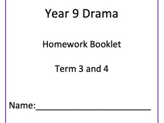 KS3 Year 9 Drama Homework Booklets