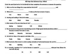 Bill Nye wind, air currents, weather video follow along sheet.