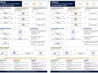 Lines, Angles, Quadrilateral, around a point, triangle Worksheet